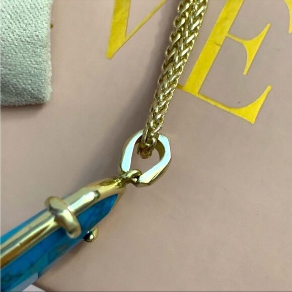 Kendra Scott Eva Gold Necklace Aqua Howlite - Picture 3 of 7